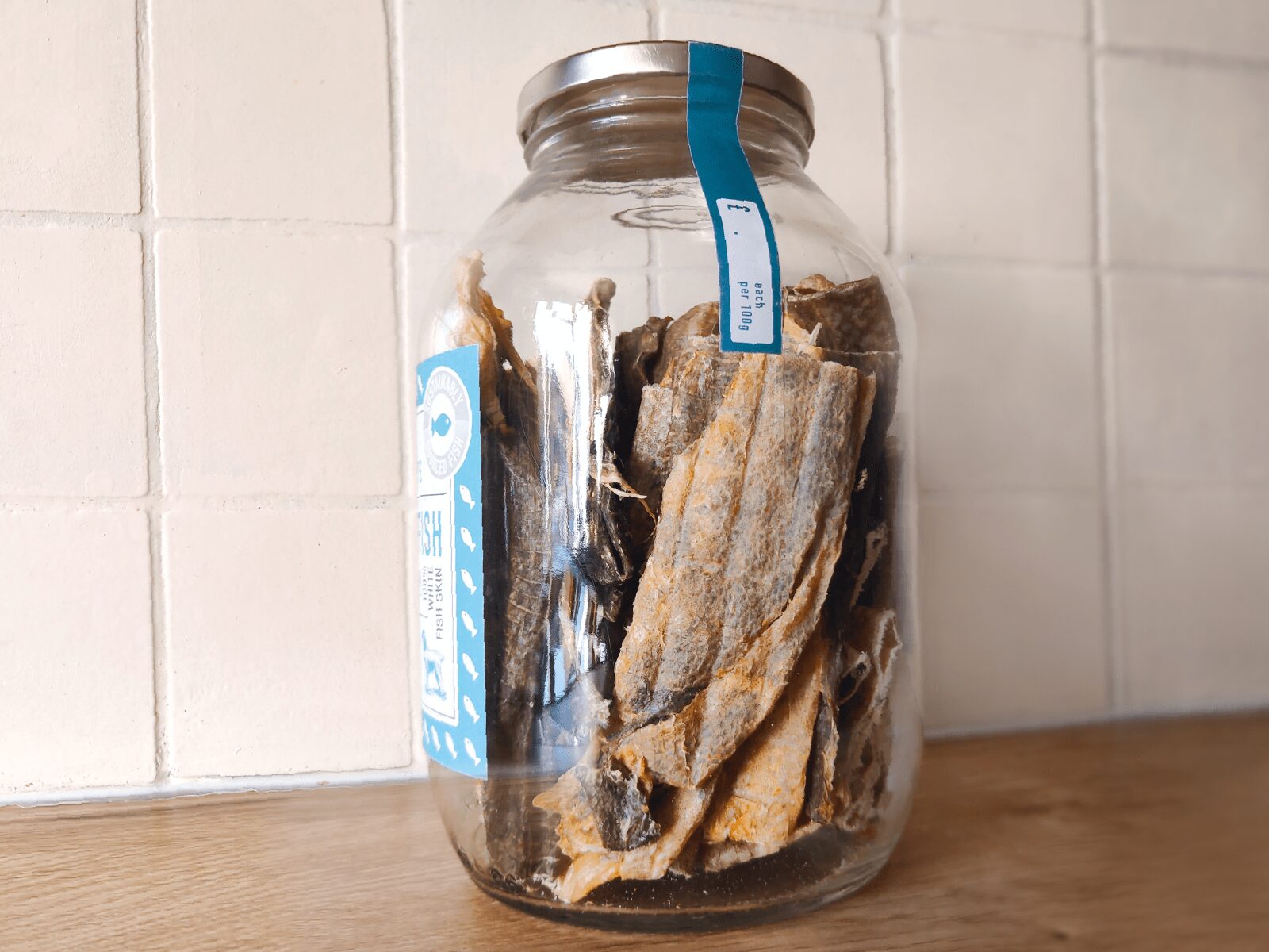Refillable Whitefish Jerky Jar - Goodchaps natural, healthy, plastic free and eco friendly dog treats & toys